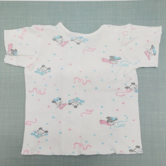 Vtg 80s Dundee Disney Babies Snap Cross Body Crib Shirt NB Mickey Minnie Mouse - Picture 8 of 12
